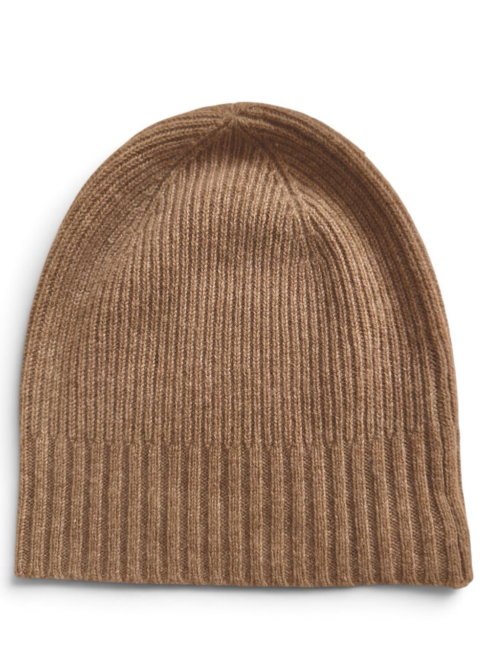 Nordstrom Recycled Cashmere Blend Ribbed Slouchy Beanie Hat Heathered Camel NWOT - Picture 4 of 5